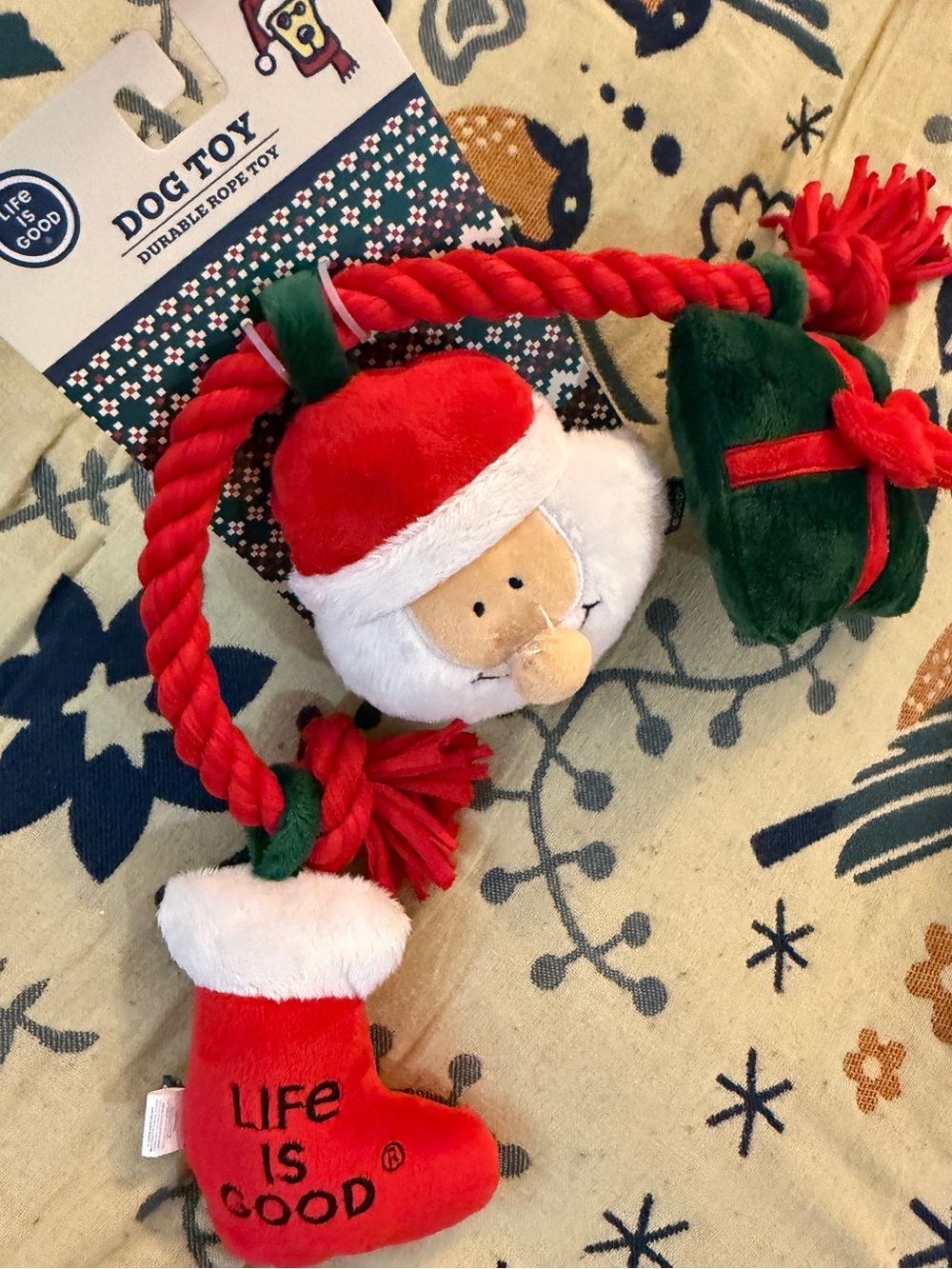 Life Is Good BRAND NEW Christmas Dog Toy-Santa Jumbo Rope Dog Toy NWT